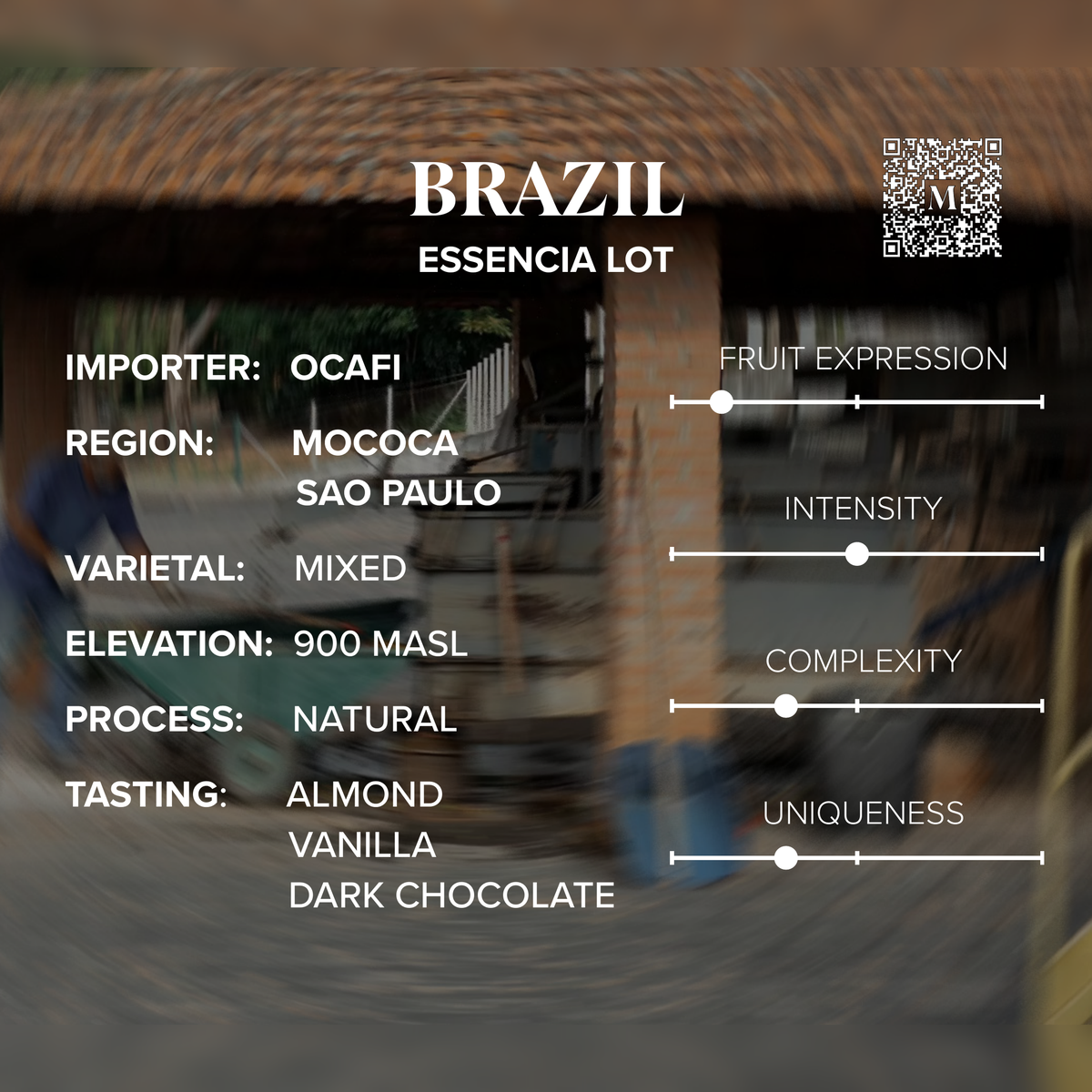 Brazil Essencia tasting notes and sourcing card
