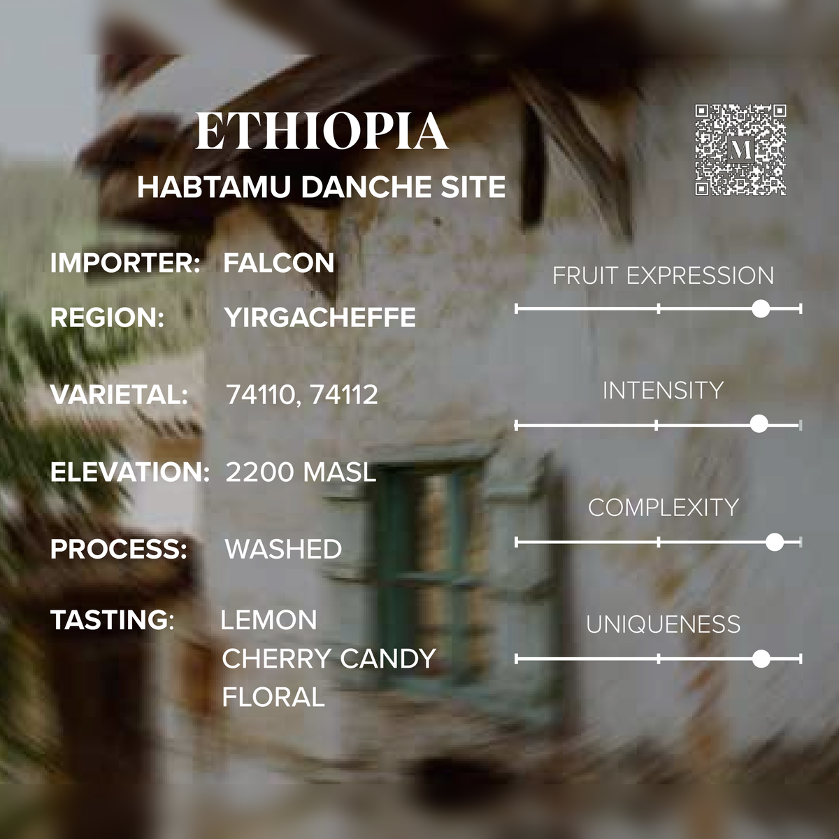 Ethiopia Habtamu Danche tasting notes and sourcing card