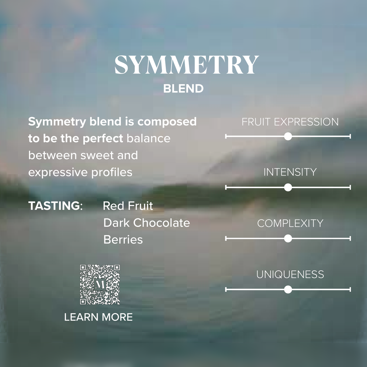 Symmetry Blend tasting notes and sourcing card